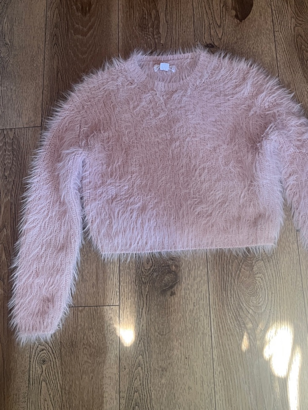 Velvet Pale Pink Fuzzy Crewneck Sweater